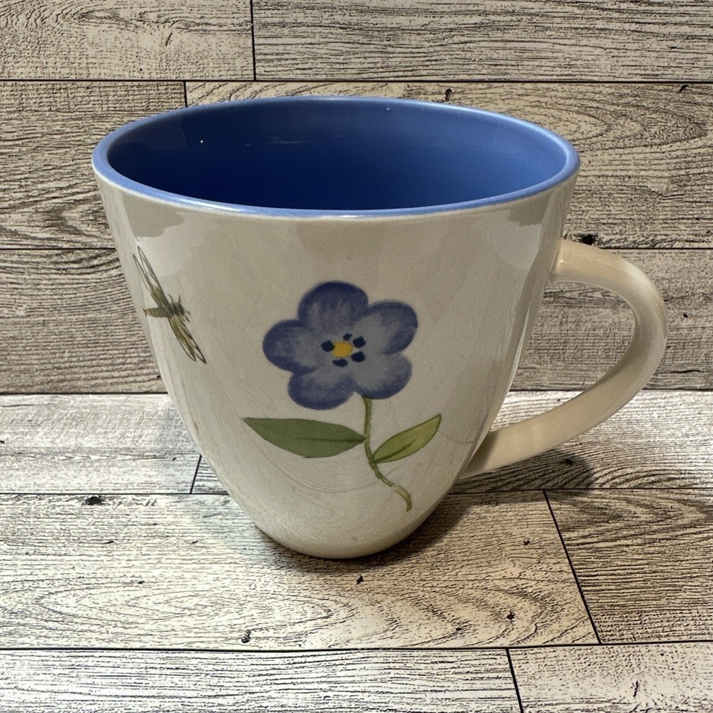 PFALTZGRAFF Perennials Coffee Tea Mug Blue‎ Floral Dragonfly 4.5x4" Ceramic